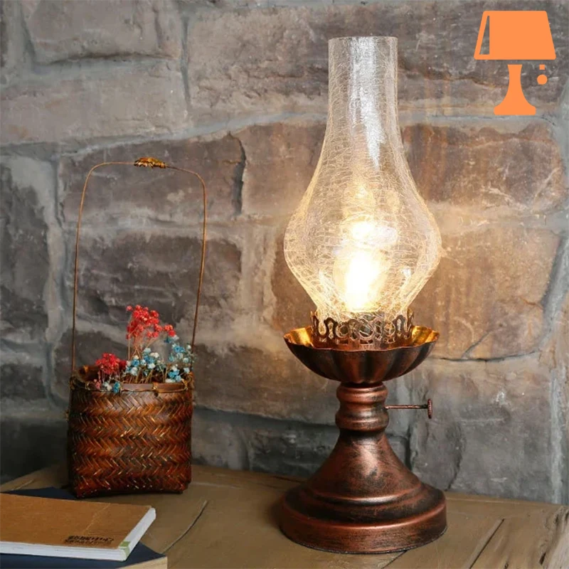 lampe de chevet pétrole bronze