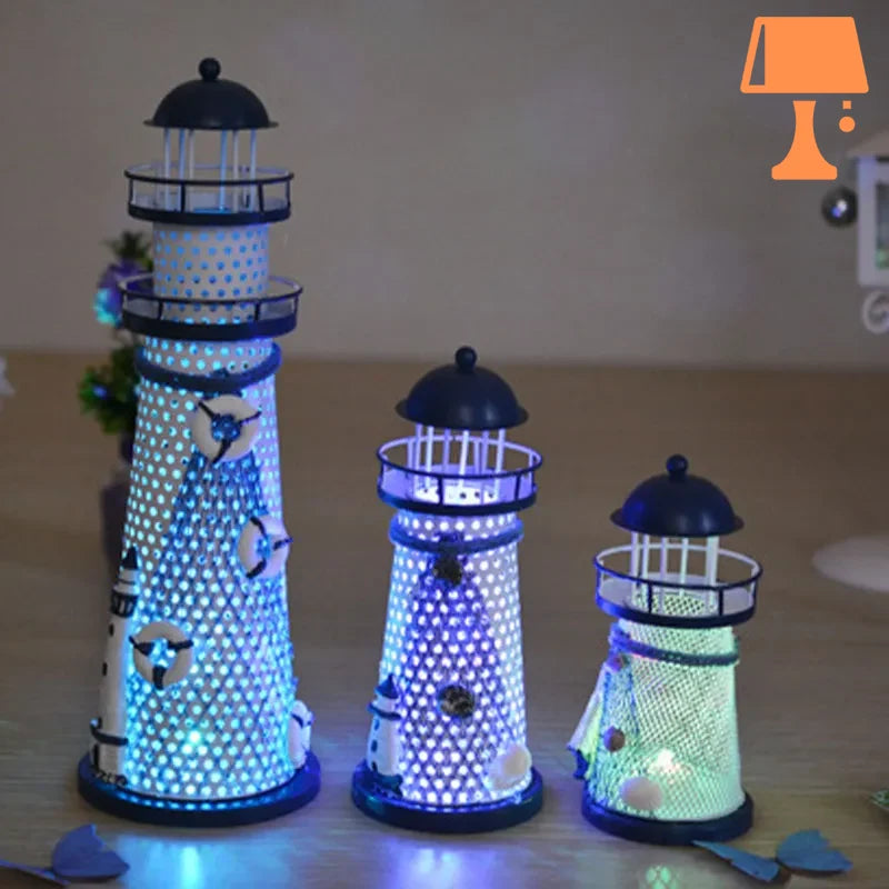 lampe de chevet phare allumee