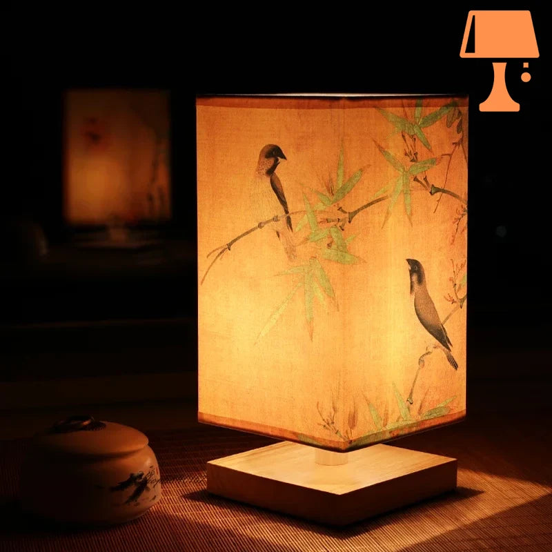 lampe de chevet pied bois chambre