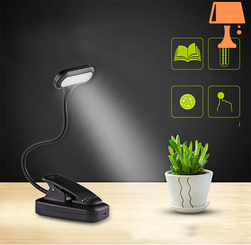 Lampe de Chevet Pince LED Allumée