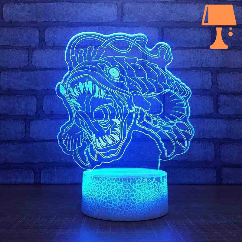 lampe de chevet piranha bleu