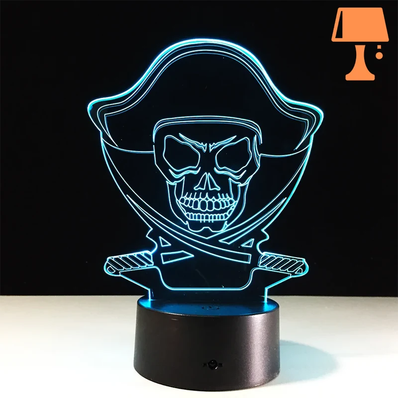 lampe de chevet pirate des caraibes bleu