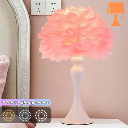 lampe de chevet plume rose design