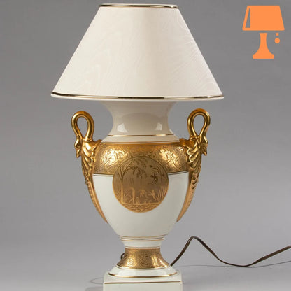 lampe de chevet porcelaine de limoges dorée