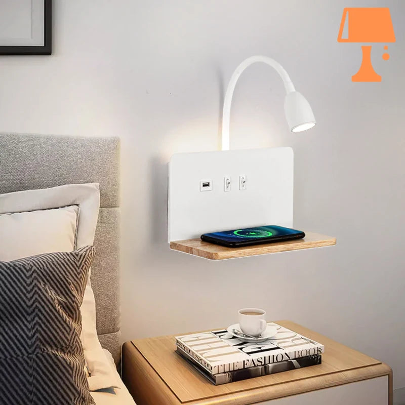 lampe de chevet port usb blanche tete de lit