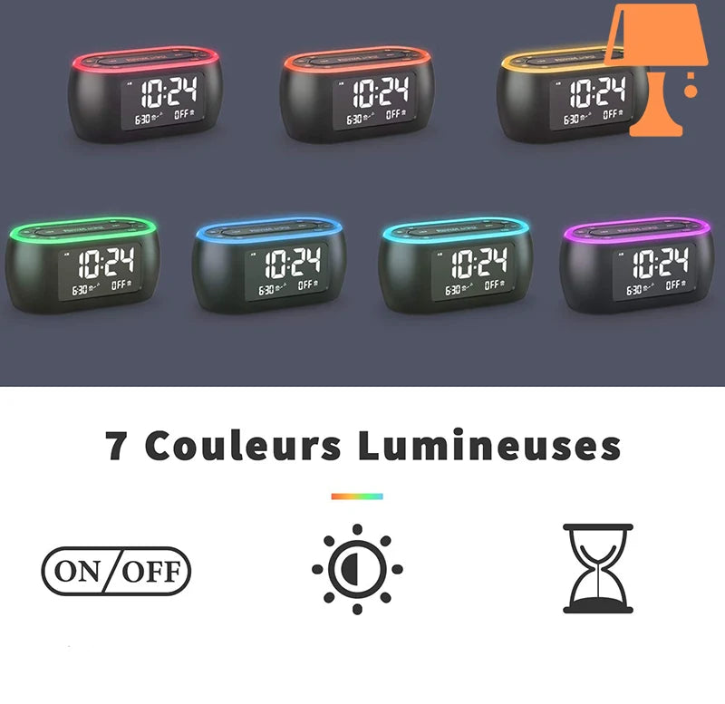 lampe de chevet reveil 7 couleurs