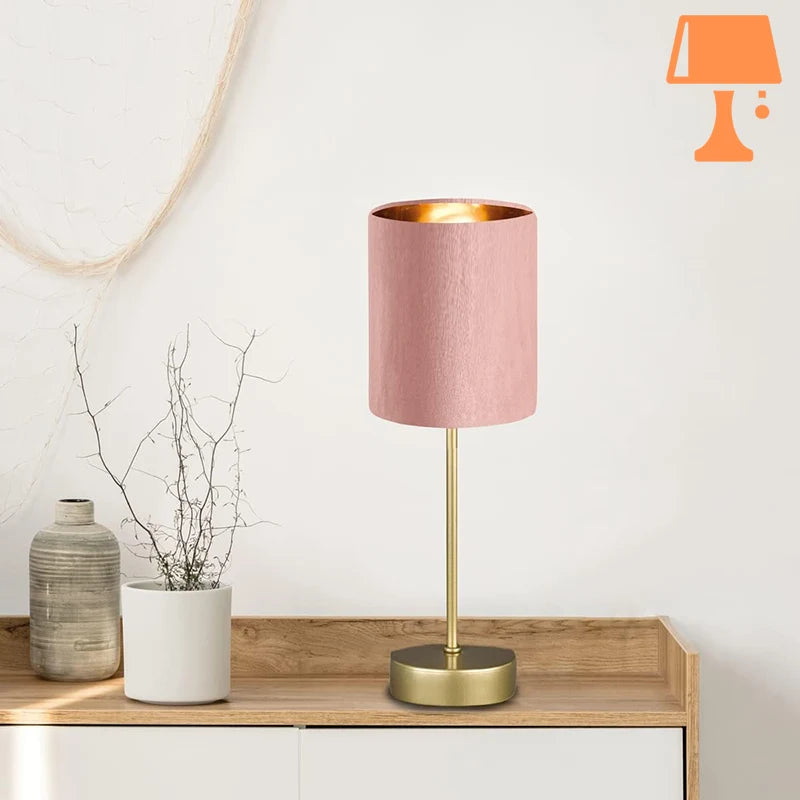 lampe de chevet rose poudré table