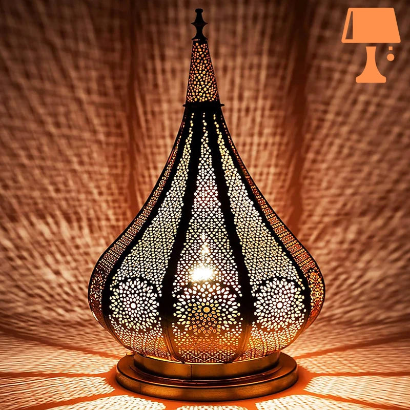 Lampe de Chevet Style Marocain Allumée