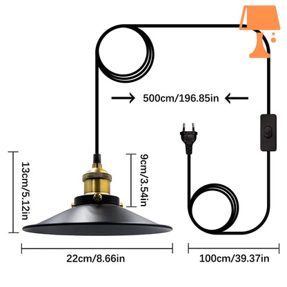 lampe de chevet suspendu avec interrupteur mesure