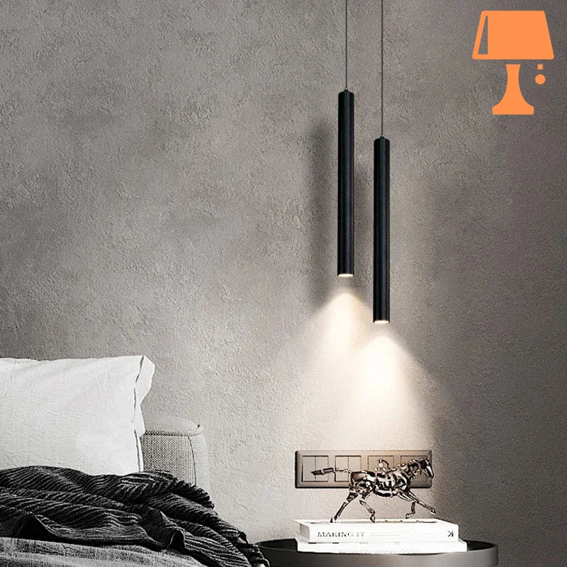 Lampe de Chevet Suspendue en Forme de Tube Noir design