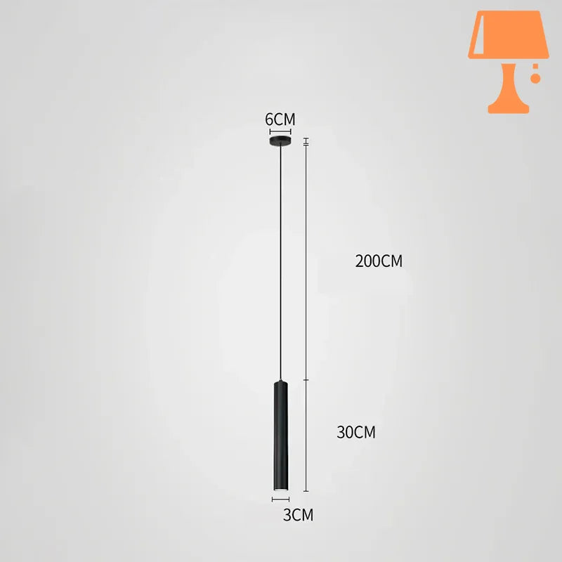 Lampe de Chevet Suspendue en Forme de Tube Noir Mesure