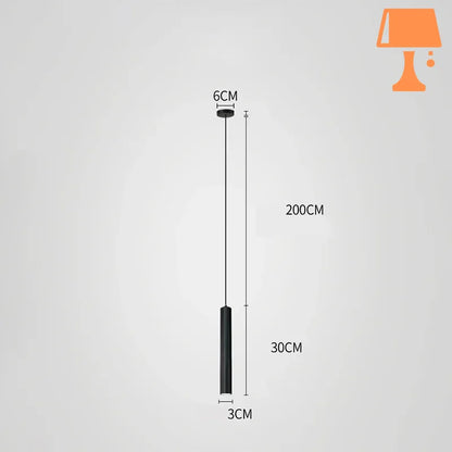Lampe de Chevet Suspendue en Forme de Tube Noir Mesure