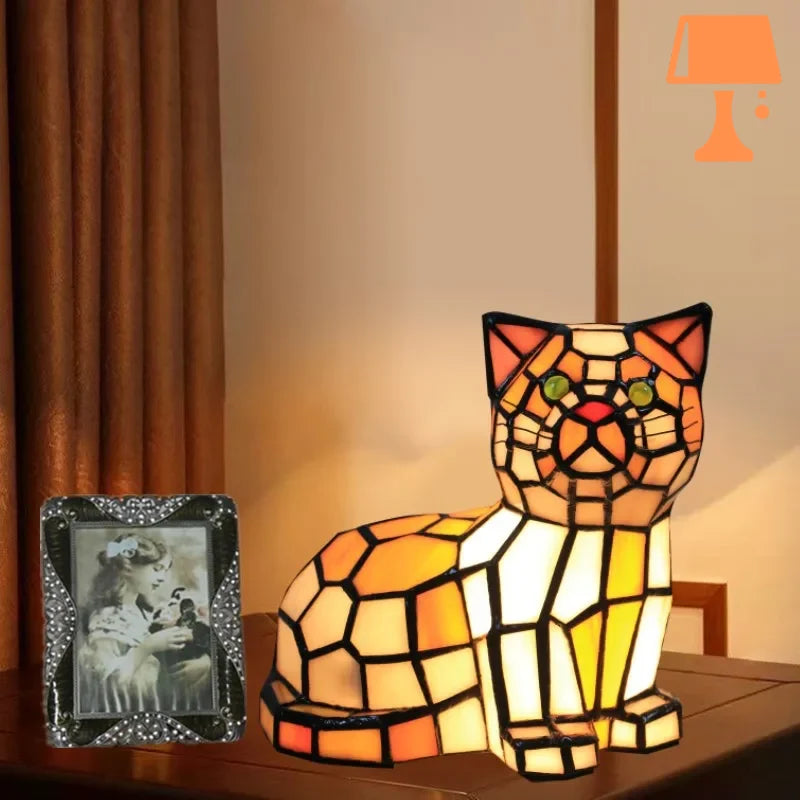 lampe de chevet tiffany chat