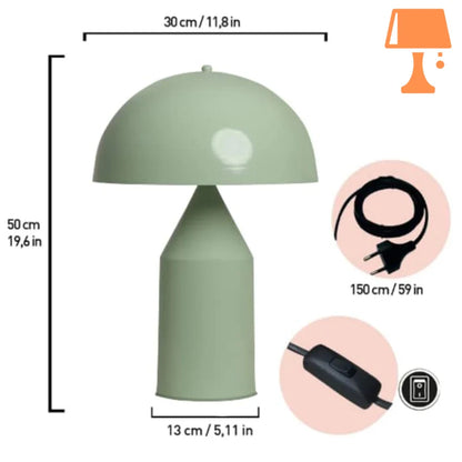 lampe de chevet vert menthe mesure