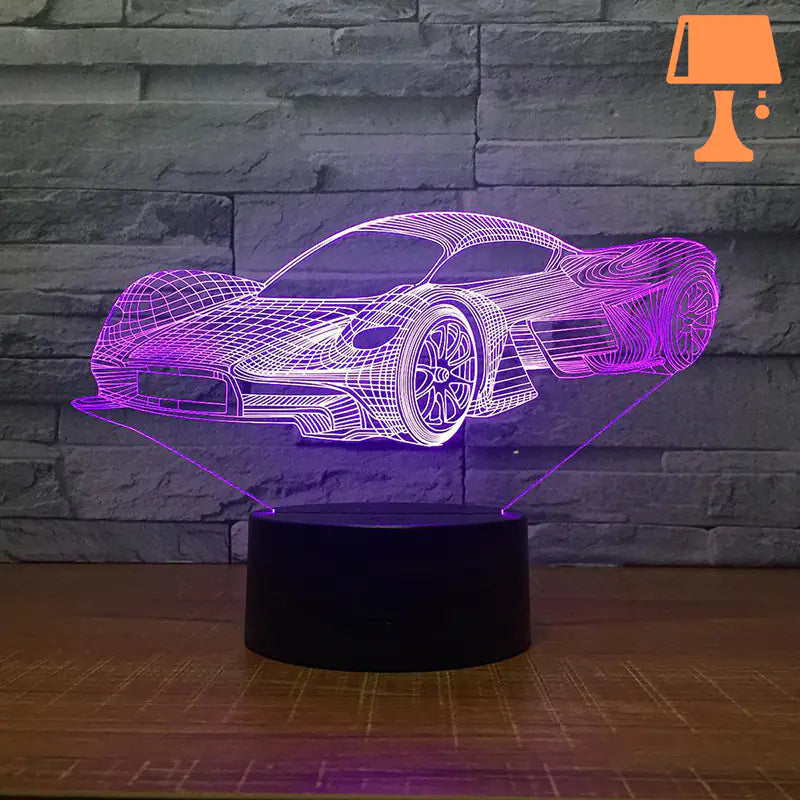 lampe-de-chevet-voiture-de-course-allumee