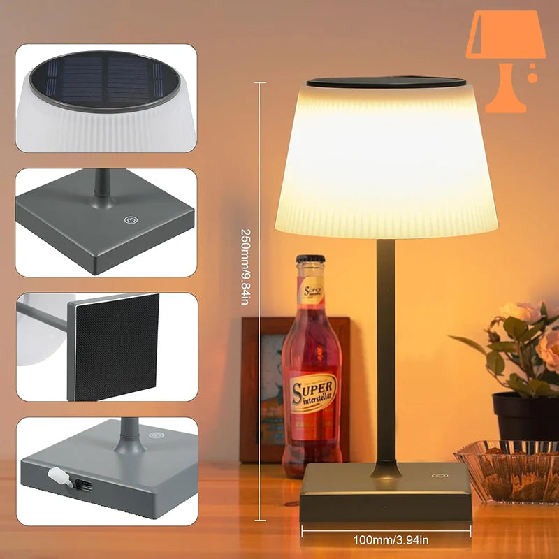 lampe de table solaire puissante noir