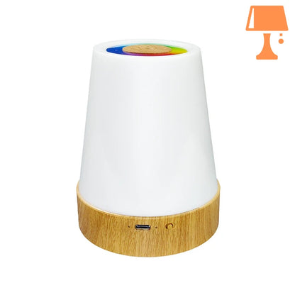 lampe touch de chevet bois et blanc