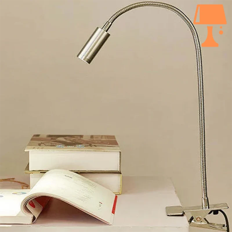 lampe de chevet avec bras flexible argente