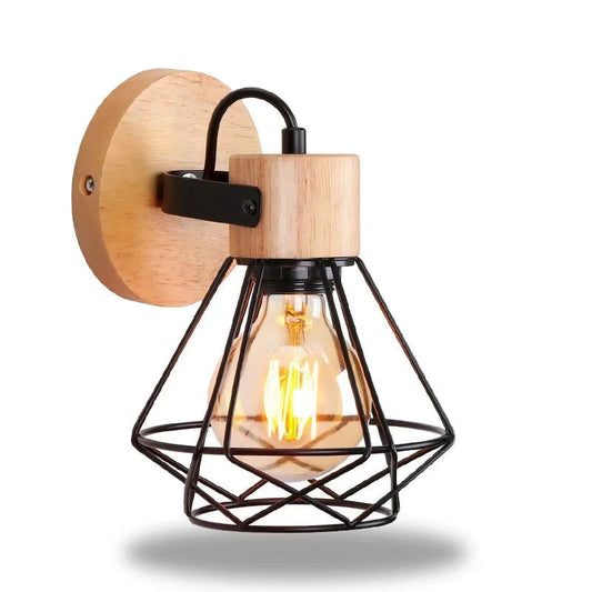 lampe de chevet bois et noir