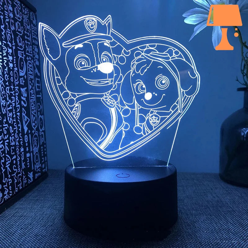 led lampe de chevet pat patrouille enfant