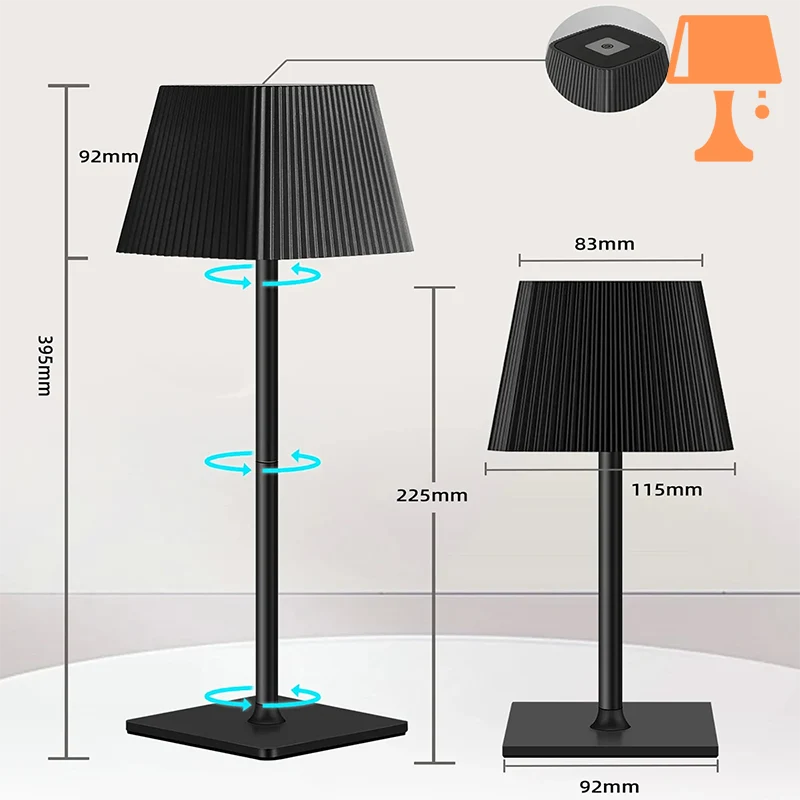 led lampe de table sans fil mesure