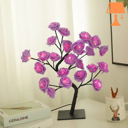 petite lampe de chevet romantique violette