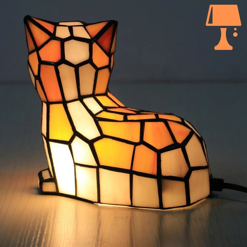 petite lampe de chevet tiffany dos du chat