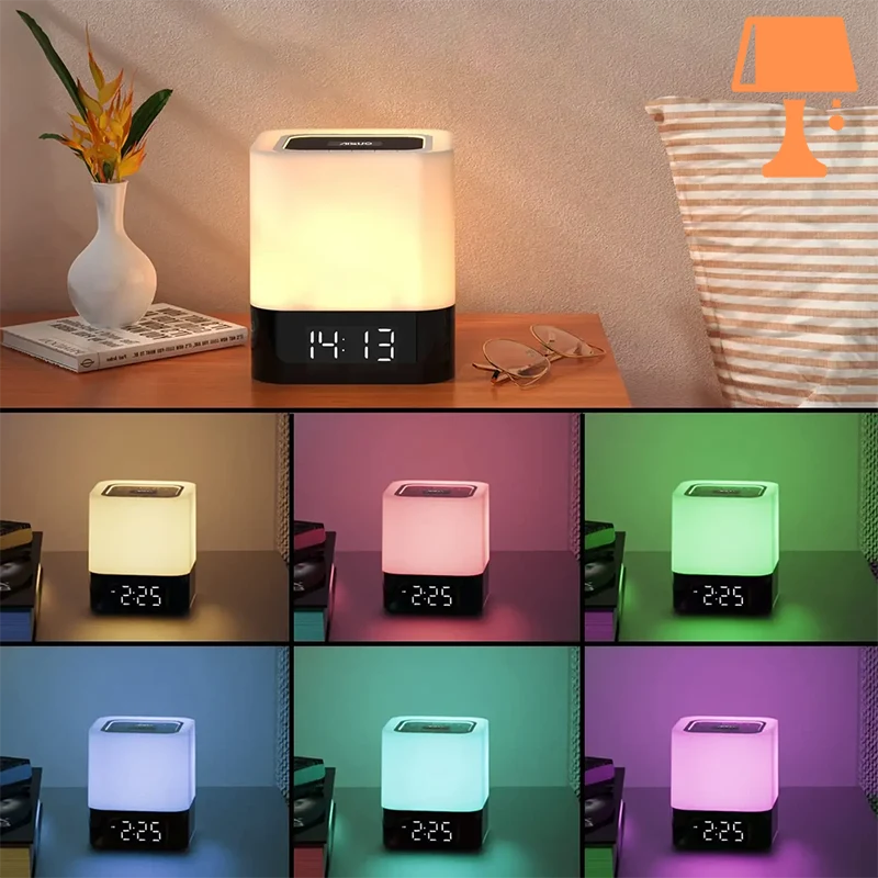 Réveille Enceinte Bluetooth Lampe de Chevet Couleur